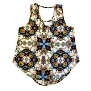 LUSH Nordstrom Strappy Slit Cut Out Barred Plunge Back Paisley Tank Top Size XS